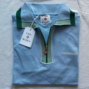 Casablanca Men New Casual Polo Shirt Size Large Blue
